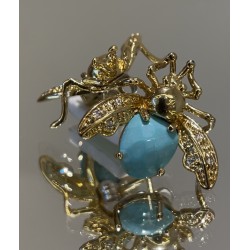 Turquoise Bee Tendril Gold Plated