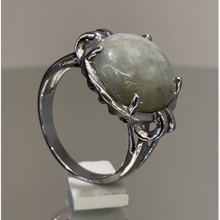 Jade Ring in Silver and Rhodium